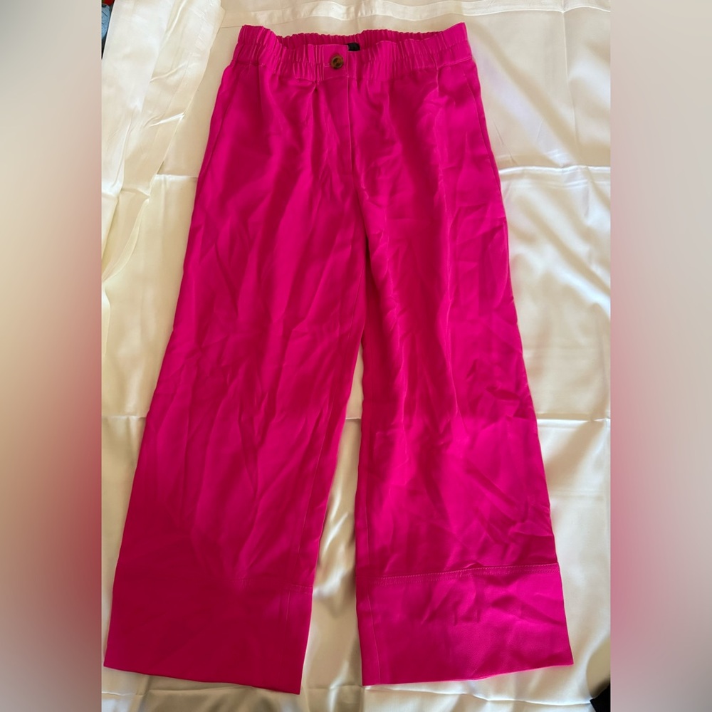 J. Crew Wide Leg Crop in 365 Crepe Size 4 Fuchsia Pink Barbie Core NEW